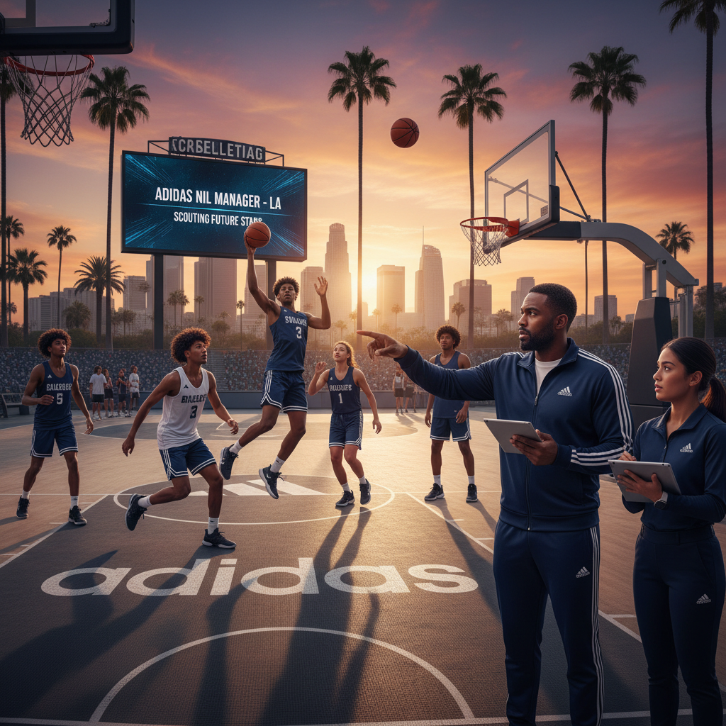 Adidas seeks a manager in Los Angeles to scout and recruit future basketball stars.