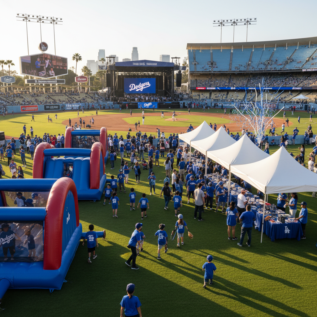 Thousands of attendees enjoy free resources and activities at the Dodgers Foundation annual PlayerFest at Dodger Stadium.